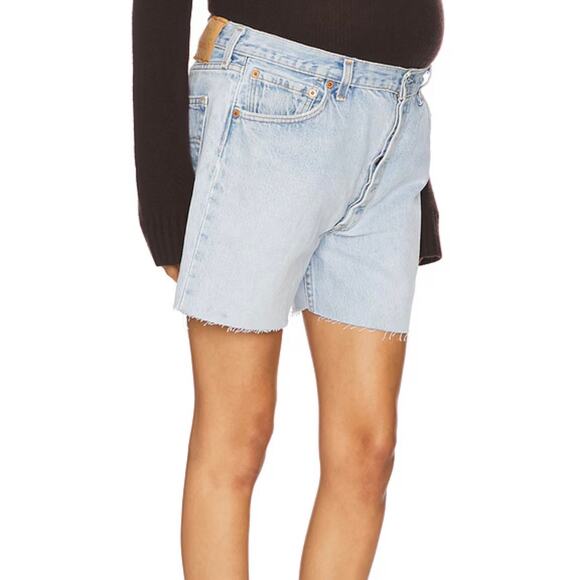 NWT Aligrace Maternity 501 Baggy Shorts in Light Blue Wash Size Medium - Picture 2 of 8